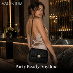 Valenium Quilted Cross Body Sling Bag (Black)