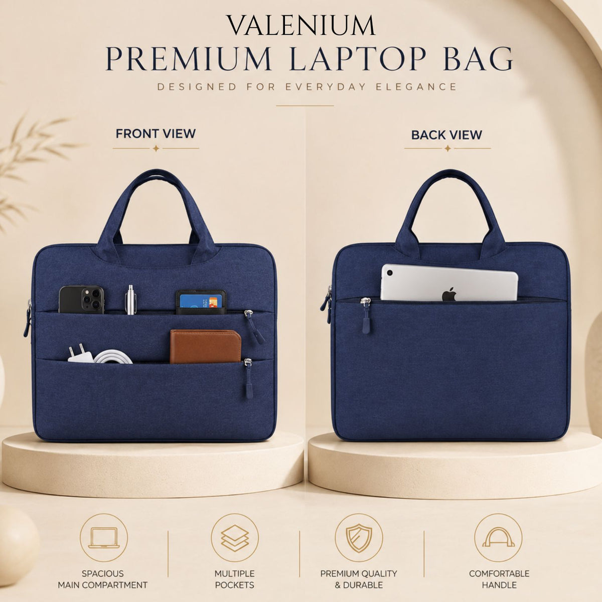 Valenium 15.6” Laptop Polyester Messenger Bag (Blue)