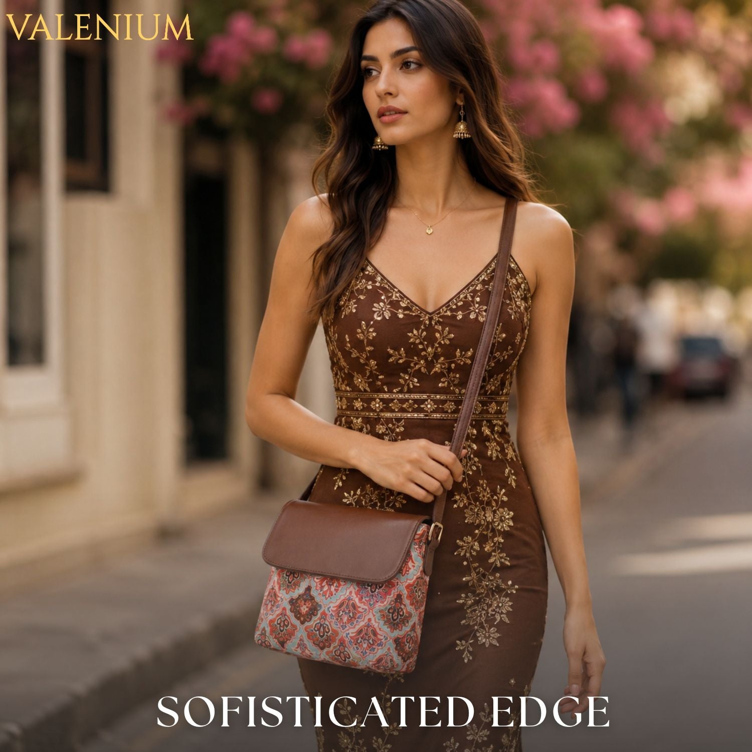 Valenium Floral Crossbody Sling Bag (Multicolor)