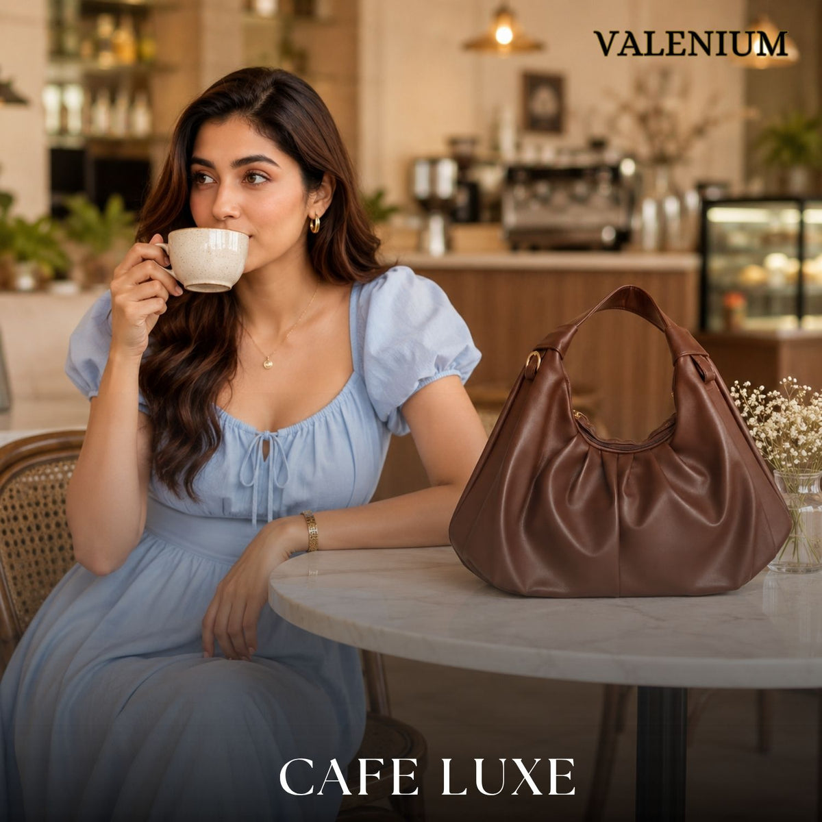 Valenium Half Moon Hobo Bag (Brown)