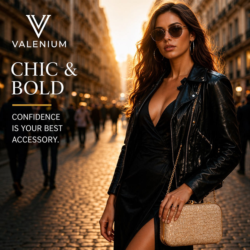 Valenium Clutch Sling Bag with Chain (Golden)