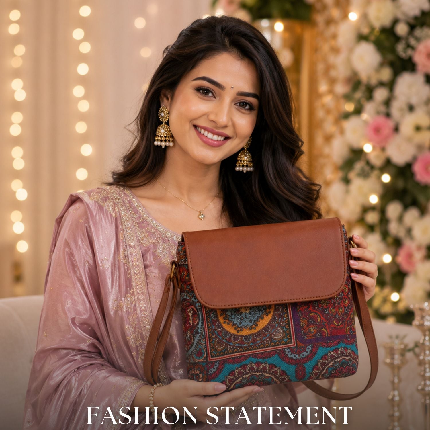 Valenium Printed Crossbody Sling Bag (Mulitcolor)