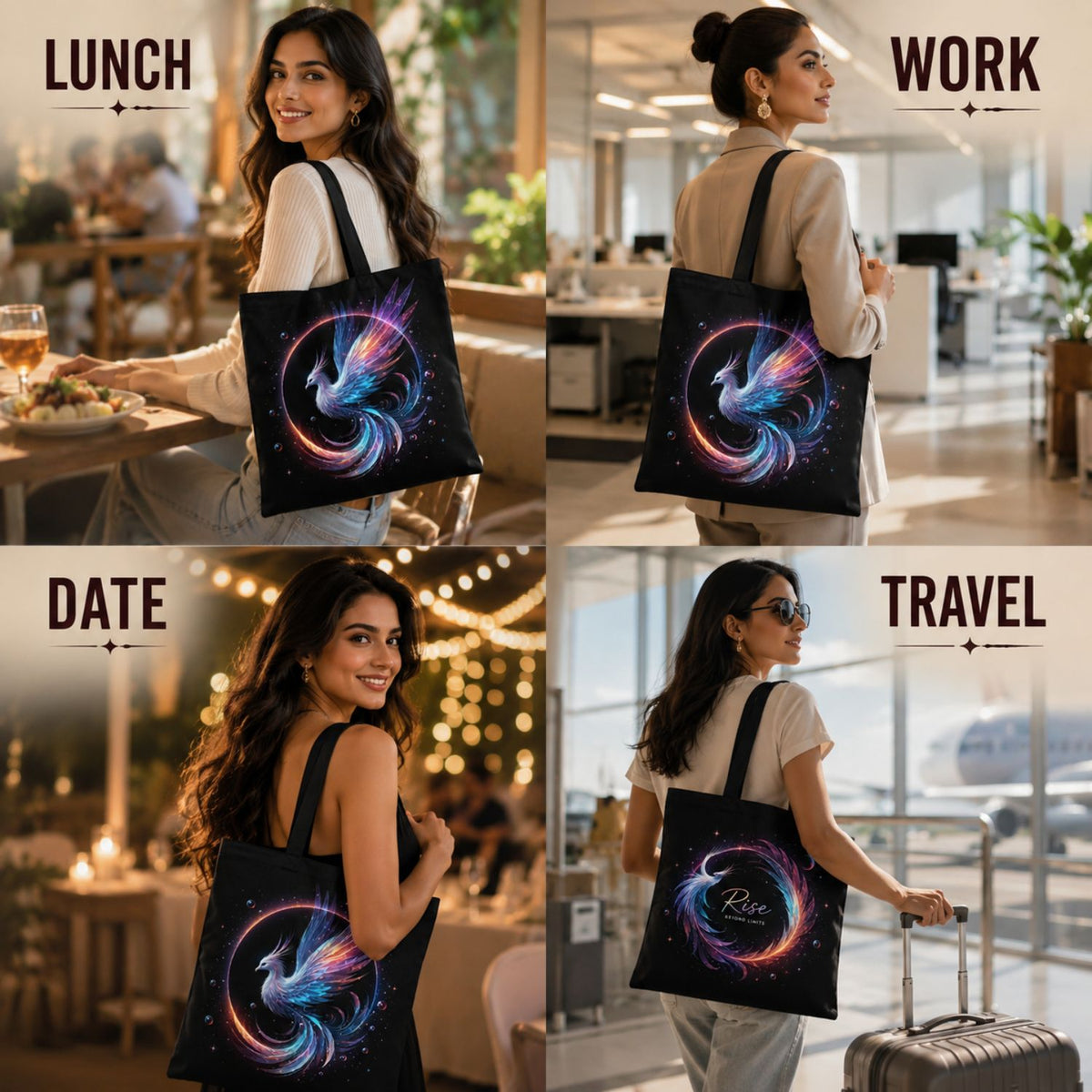Valenium Glowing Phoenix Ascent Canvas Tote Bag