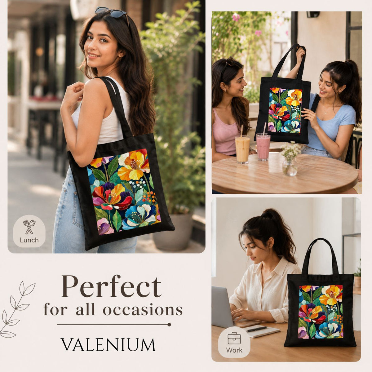 Valenium Citrus Bloom Printed Tote Bag