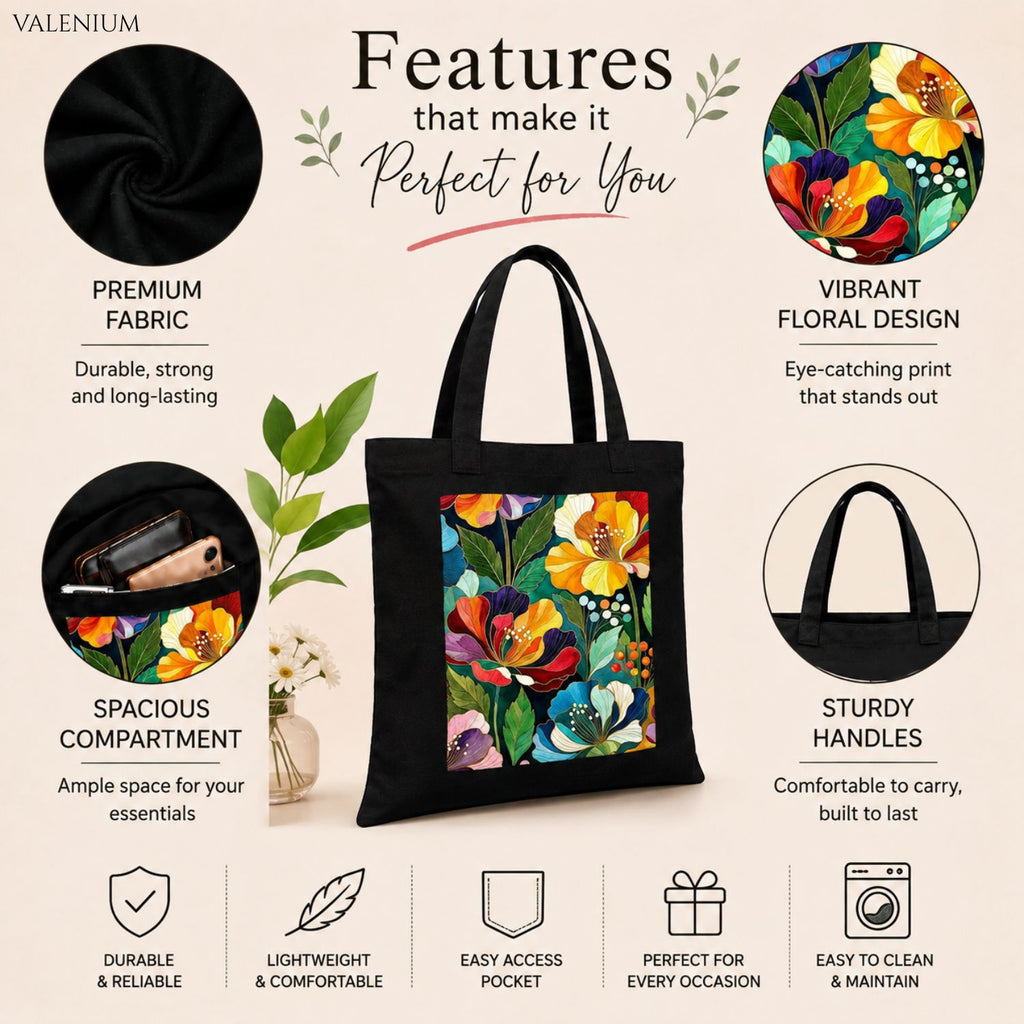 Valenium Citrus Bloom Printed Tote Bag