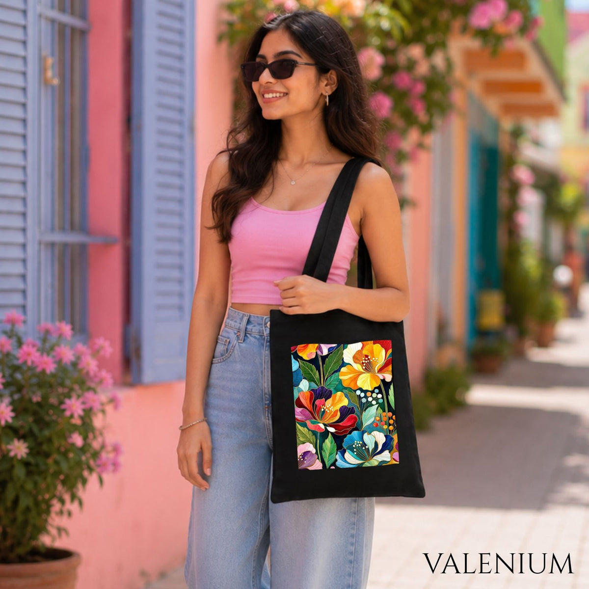 Valenium Citrus Bloom Printed Tote Bag