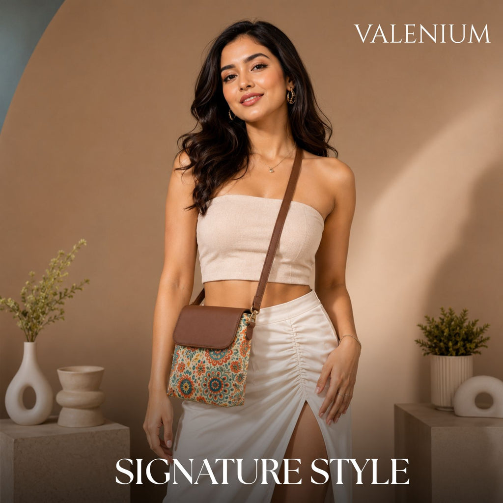 Valenium Boho Print Crossbody Sling Bag
