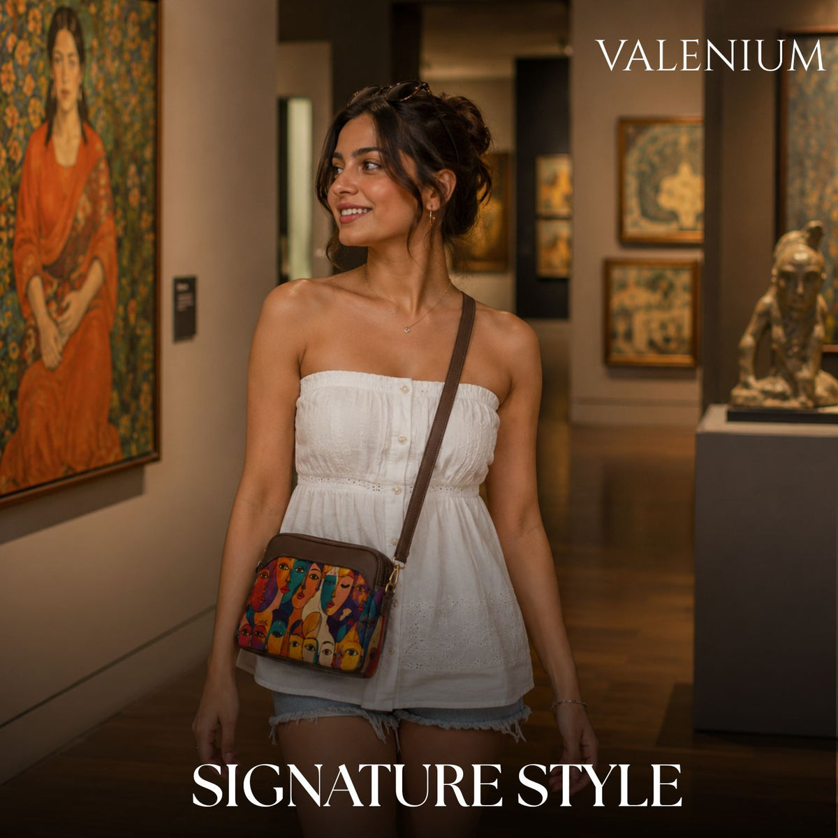 Valenium Women's Cubist Faces Sling Bag