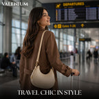 Valenium Half Moon Cream Sling Bag with Double Strap