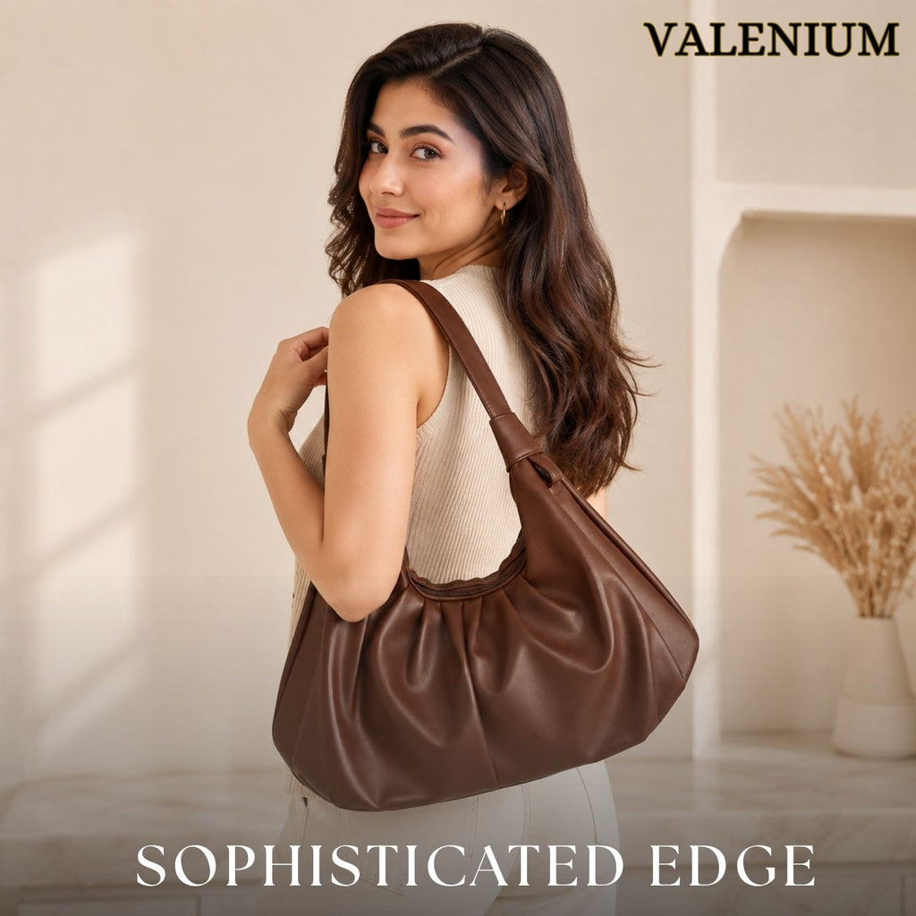 Valenium Half Moon Hobo Bag (Brown)