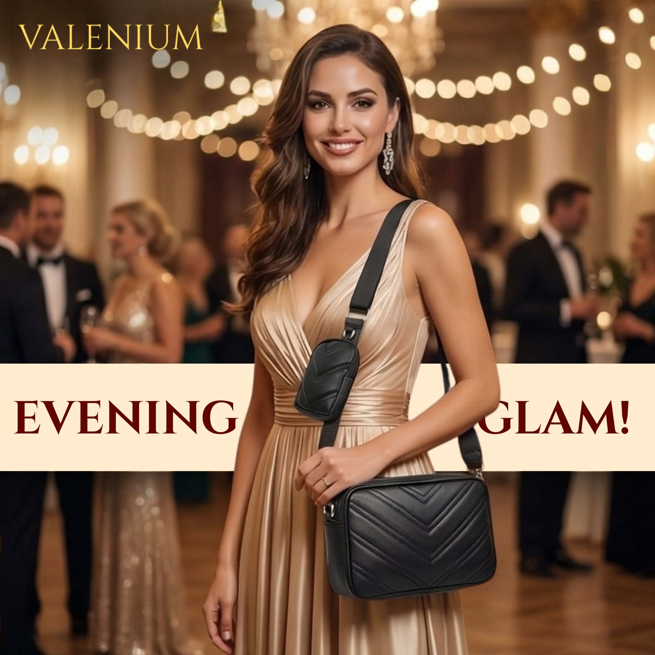 Valenium Cross Body Sling Bag with Pouch (Black)