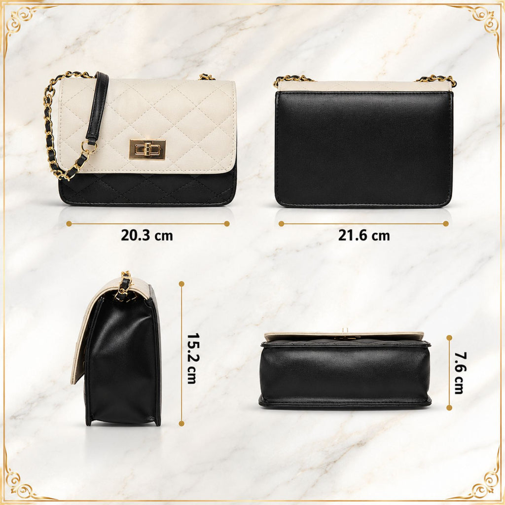 Valenium Quilted Chain Sling Bag (Off-white)