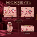 Valenium Women Girls Floral Print Sling Bag Crossbody (Pink)