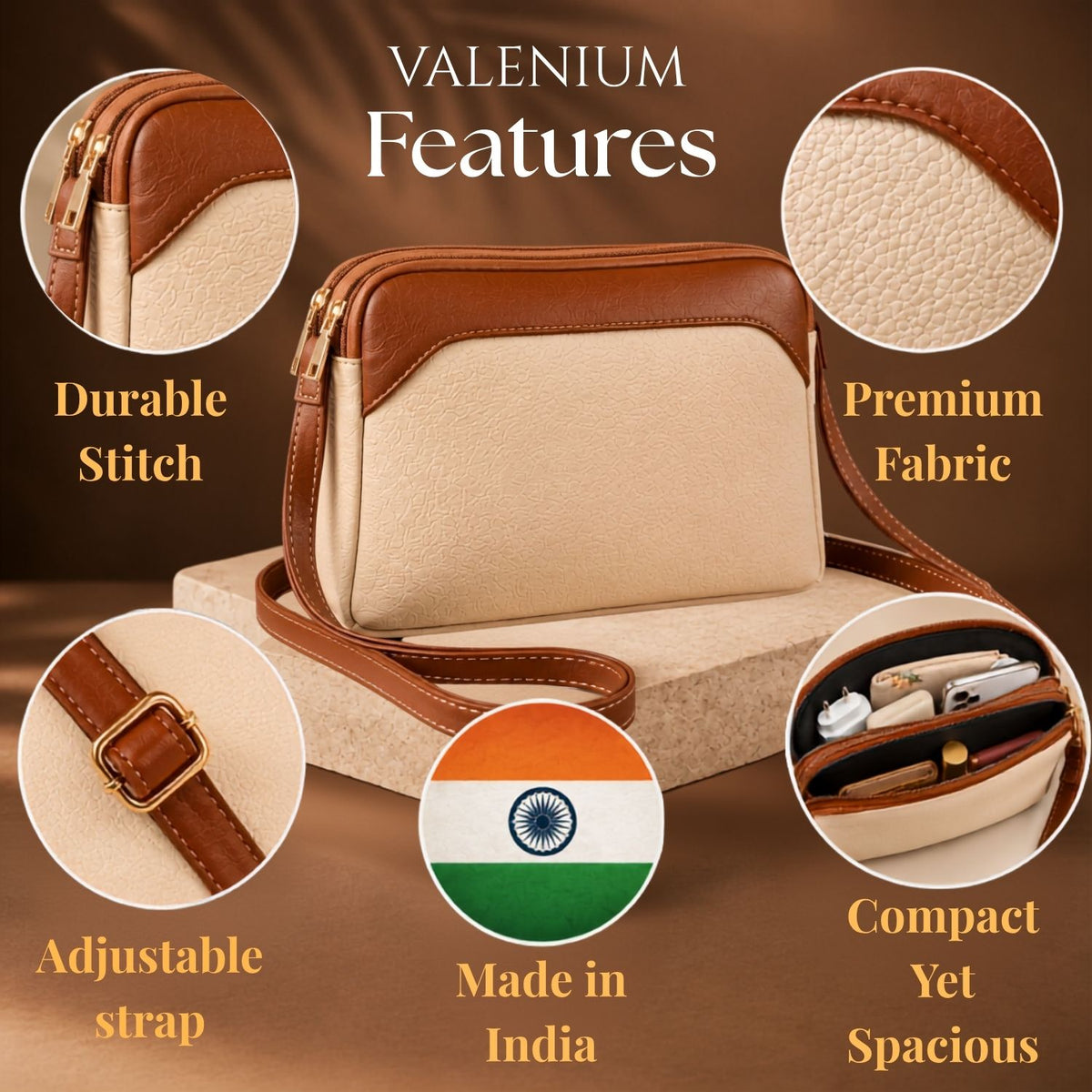 Valenium Dual-Tone Textured Sling Bag