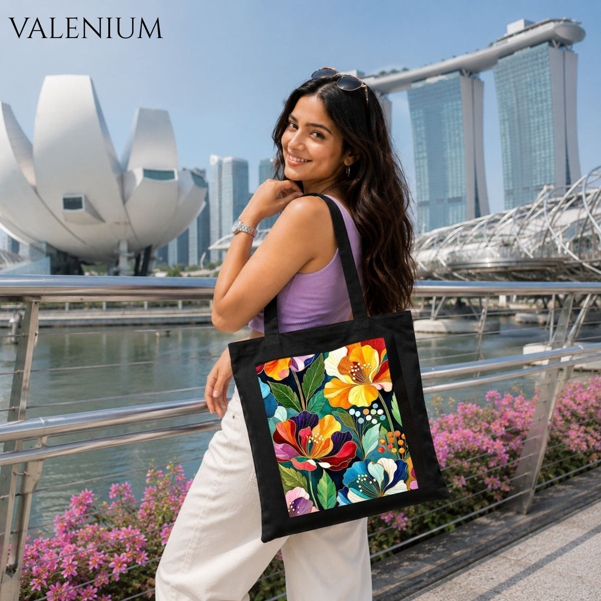 Valenium Citrus Bloom Printed Tote Bag