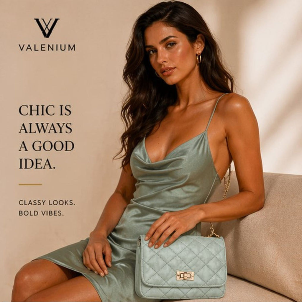 Valenium Women's Quilted Sling Bag (Sea Green)