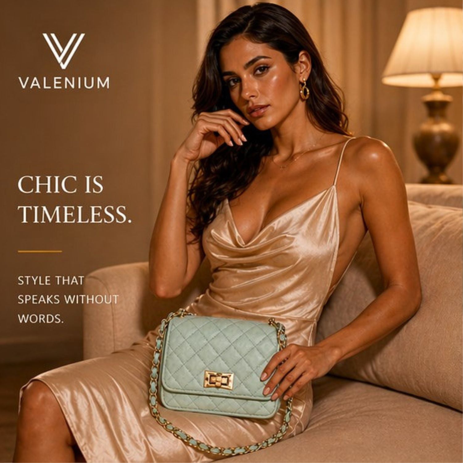 Valenium Women's Quilted Sling Bag (Sea Green)