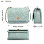 Valenium Women's Quilted Sling Bag (Sea Green)