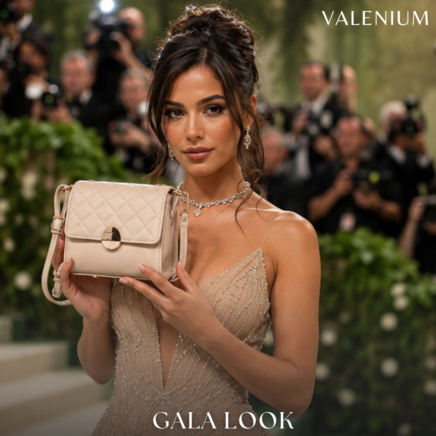 Valenium Quilted Sling Bag (Cream)