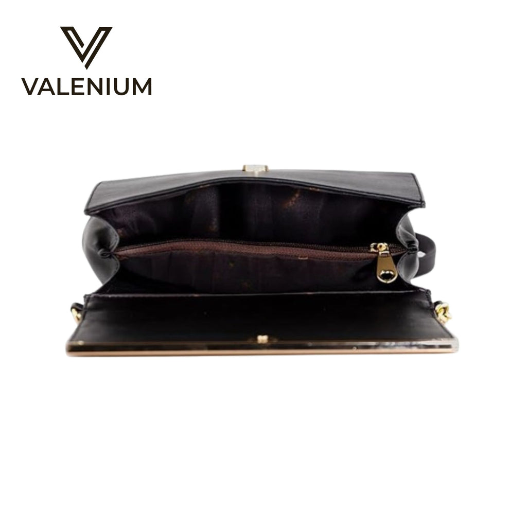 Valenium Sling Bag with Gold Chain (Black)