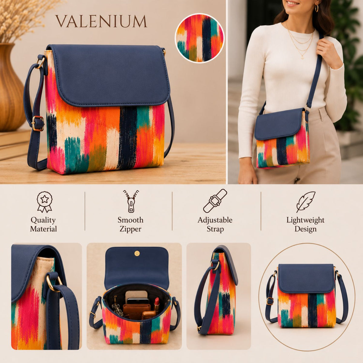 Valenium Colour Splash Crossbody Sling Bag