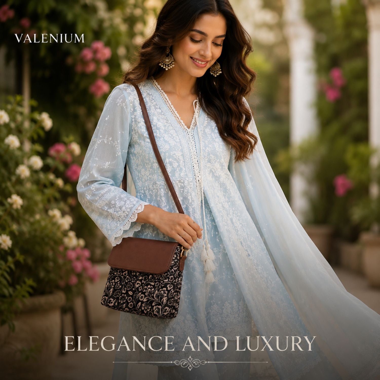 Valenium Printed Sling Bag (Brown & Black)
