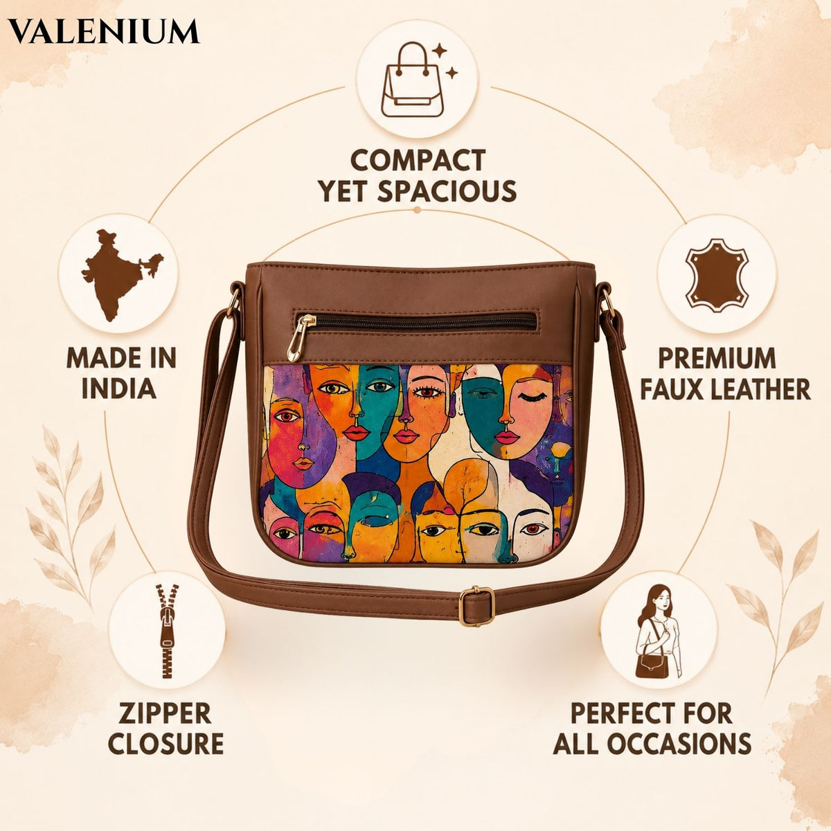 Valenium Colourful Expressions Cubism Sling Bag