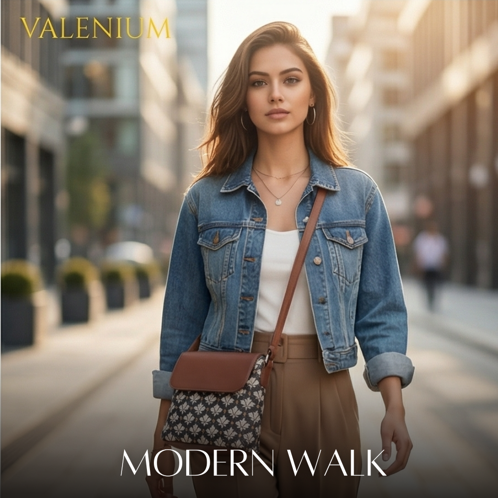Valenium Printed Structured Sling Bag (Brown)