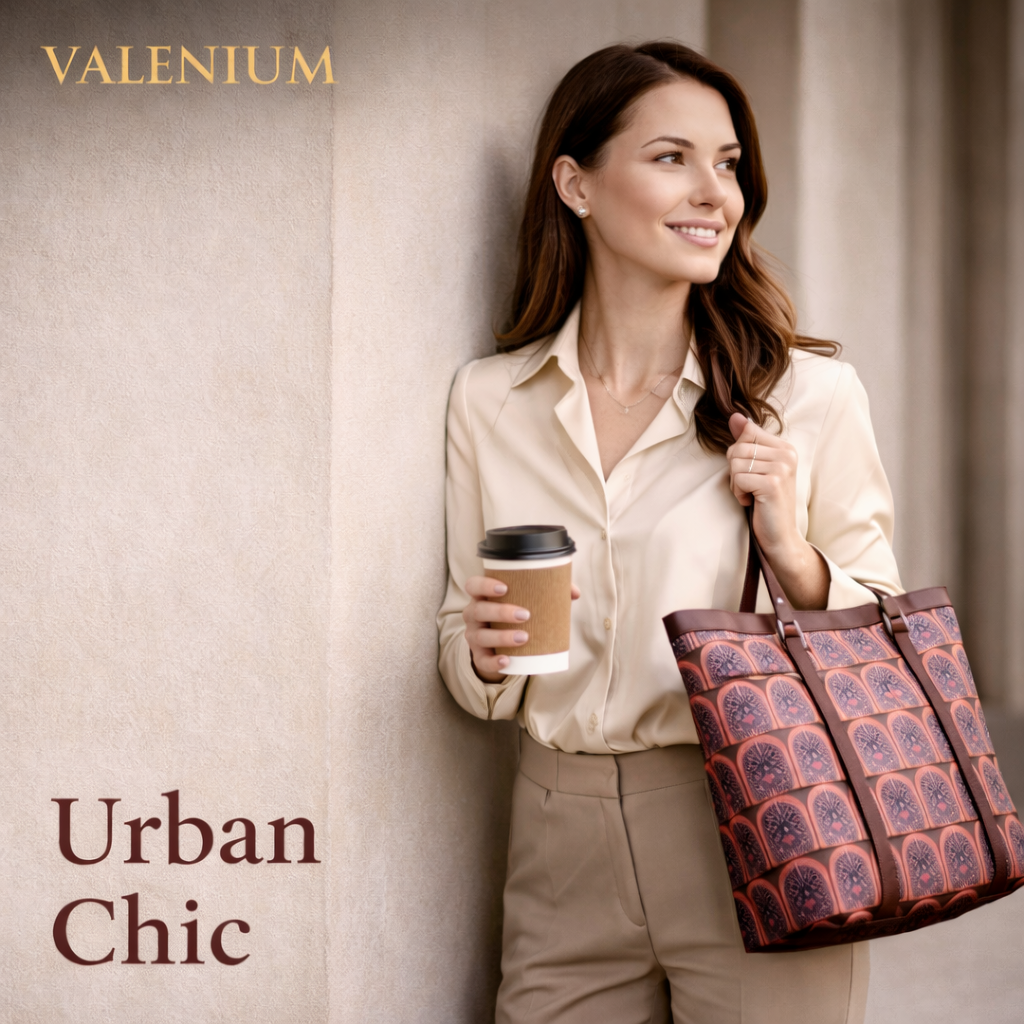 Valenium Women's Office Oxford Fabric Laptop Bag (Brown)
