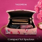 Valenium Women Girls Floral Print Sling Bag Crossbody (Pink)