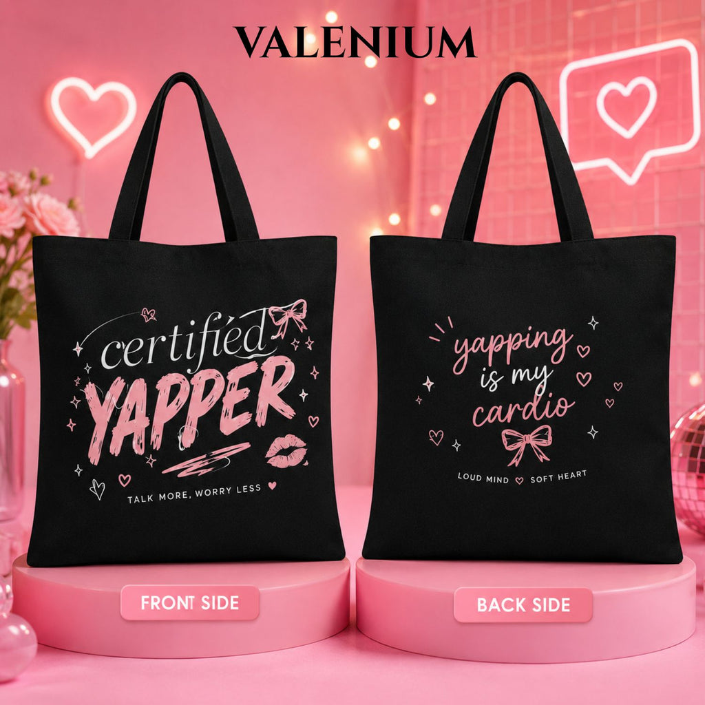 Valenium Certified Yapper Canvas Tote Bag