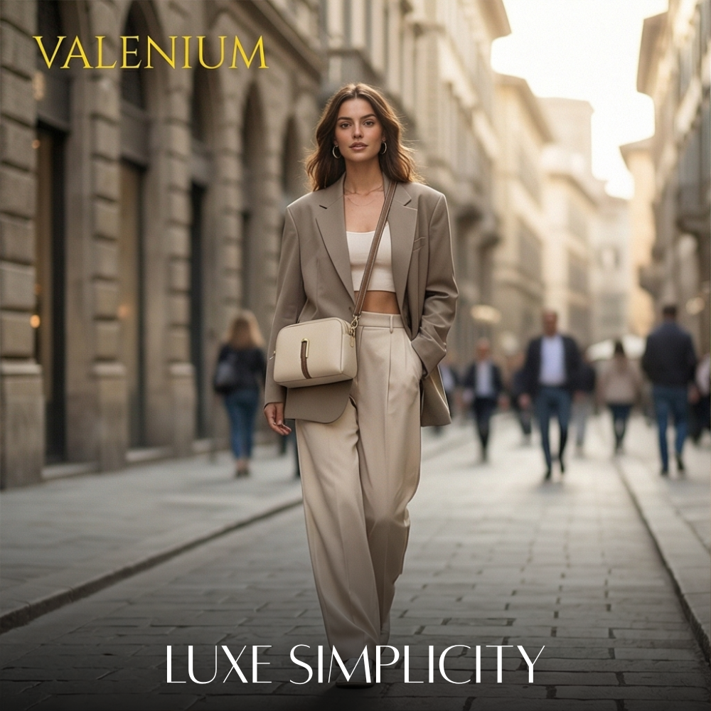 Valenium Faux Leather Crossbody Sling Bag (Beige)