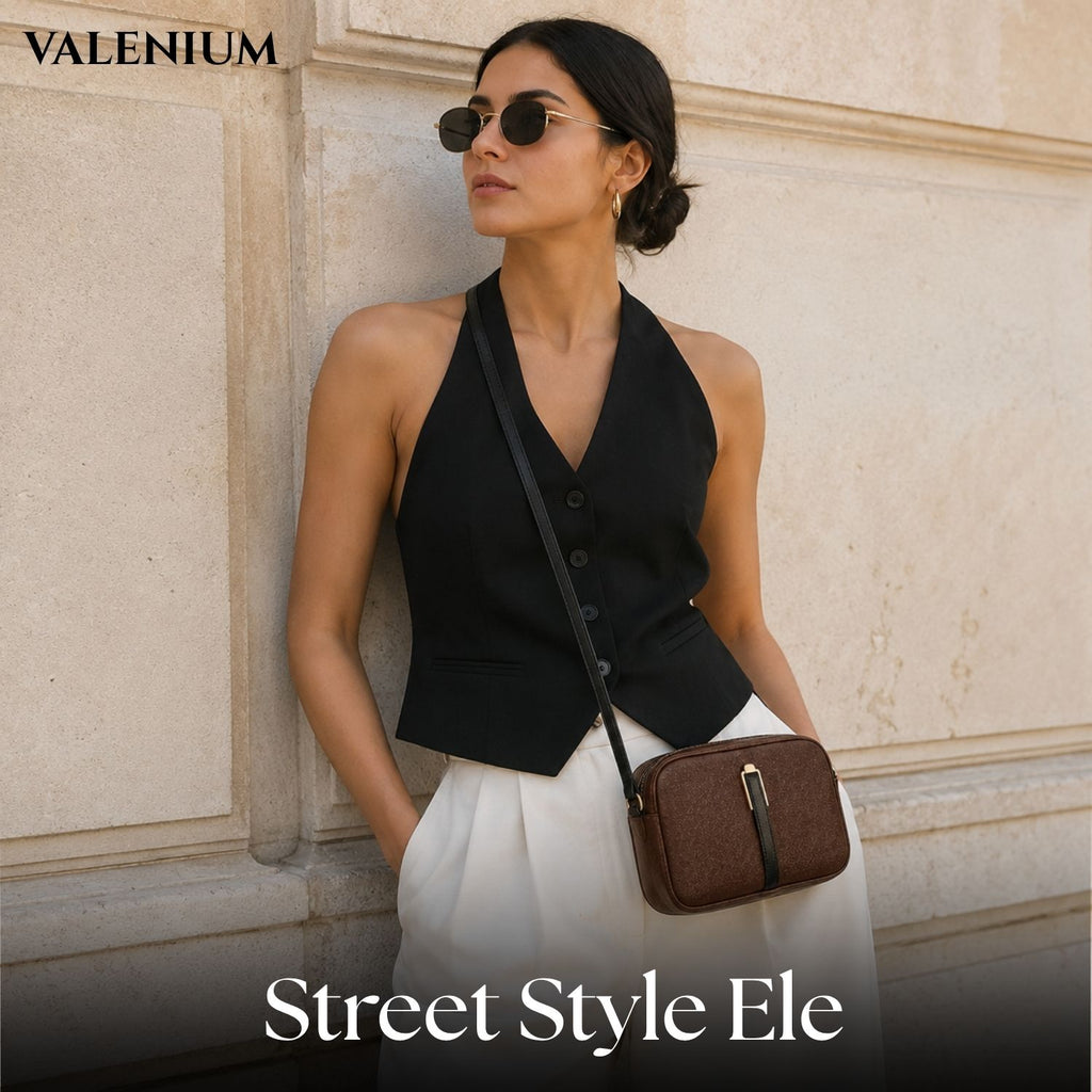 Valenium Quilted Cross Body Sling Bag ( Dark Brown )