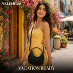 Valenium Black Half Moon Sling Bag with Double Strap