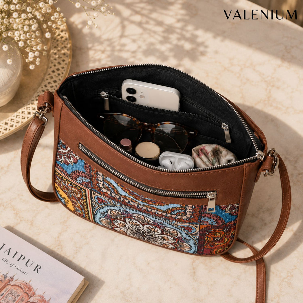 Valenium Ethnic Print Sling Bag (Multicolor)