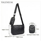 Valenium Cross Body Sling Bag with Pouch (Black)
