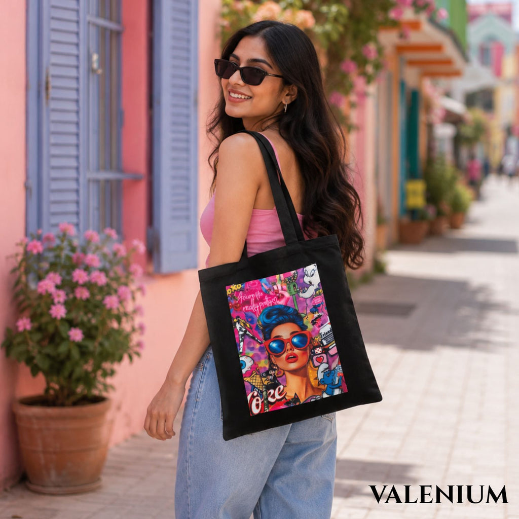 Valenium Retro Pop Printed Tote Bag