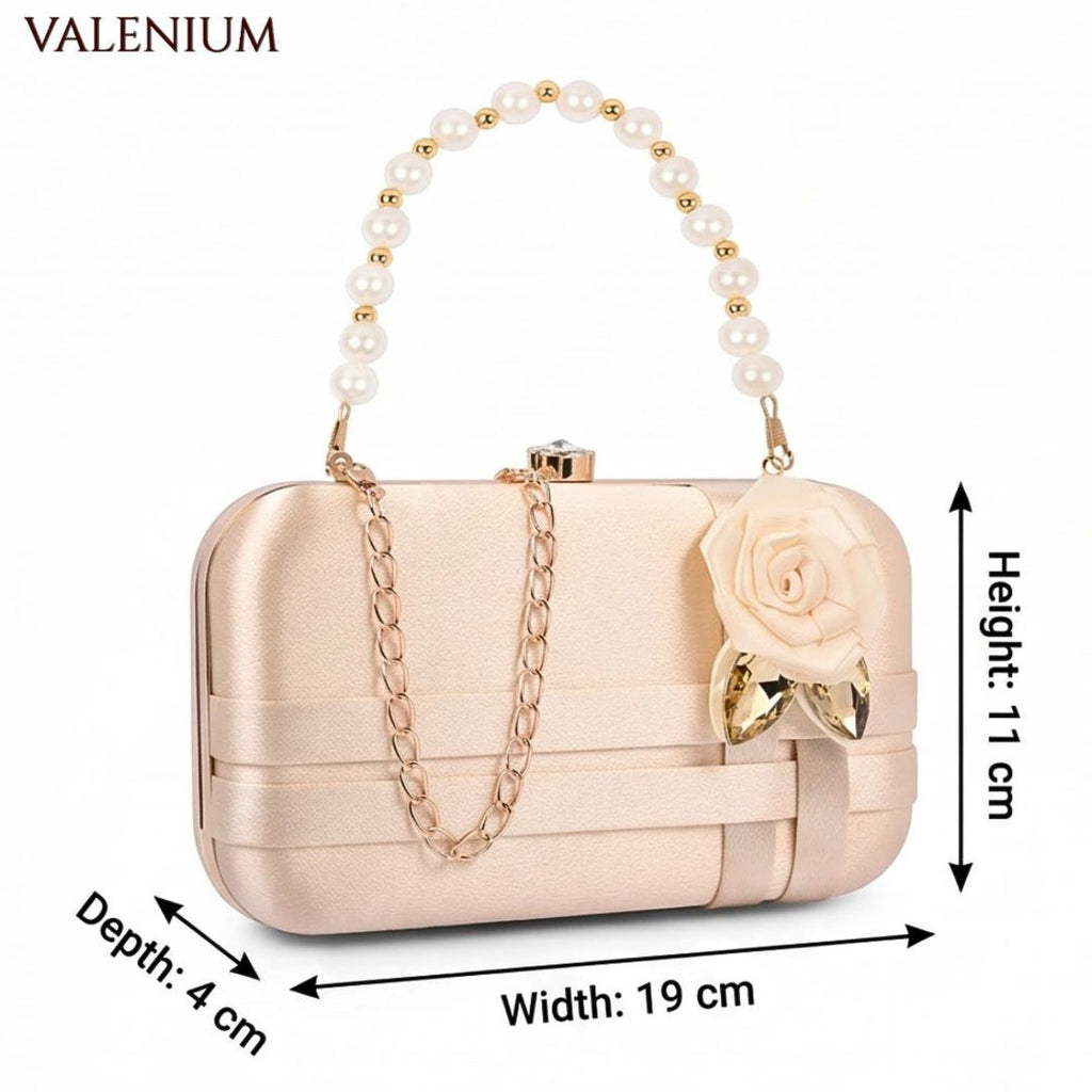 Valenium Flower Clutch Sling Bag (Rose Gold)
