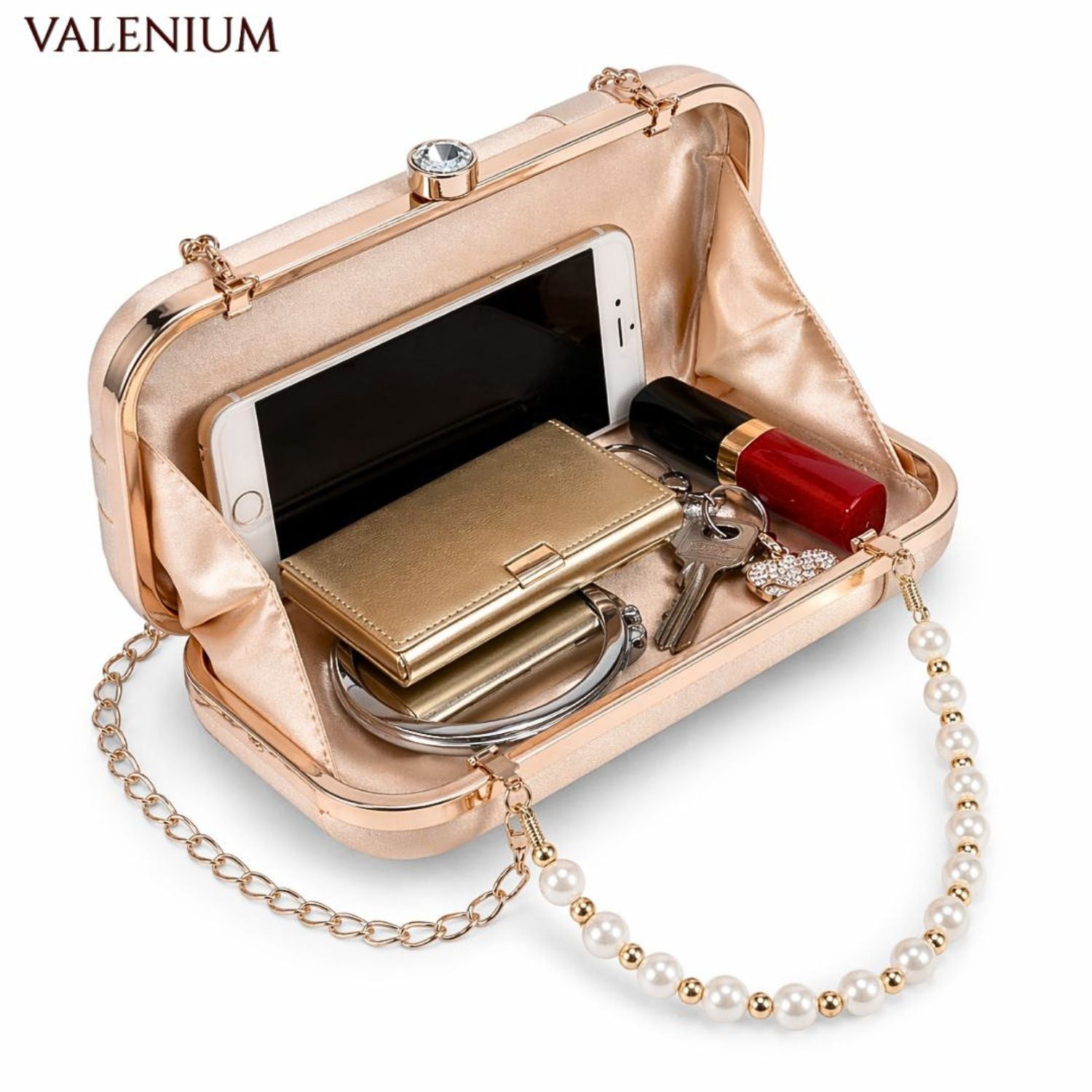 Valenium Flower Clutch Sling Bag (Rose Gold)