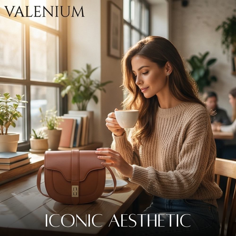 Valenium PU Faux Leather Crossbody Sling Bag (Brown)