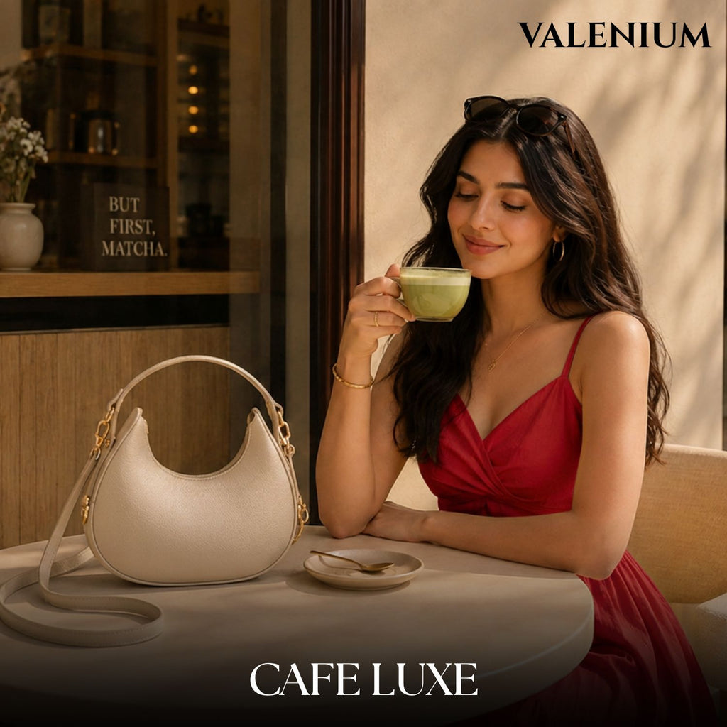 Valenium Half Moon Cream Sling Bag with Double Strap