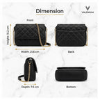 Valenium Sling Bag with Gold Chain (Black)