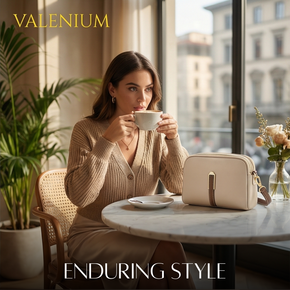 Valenium Faux Leather Crossbody Sling Bag (Beige)
