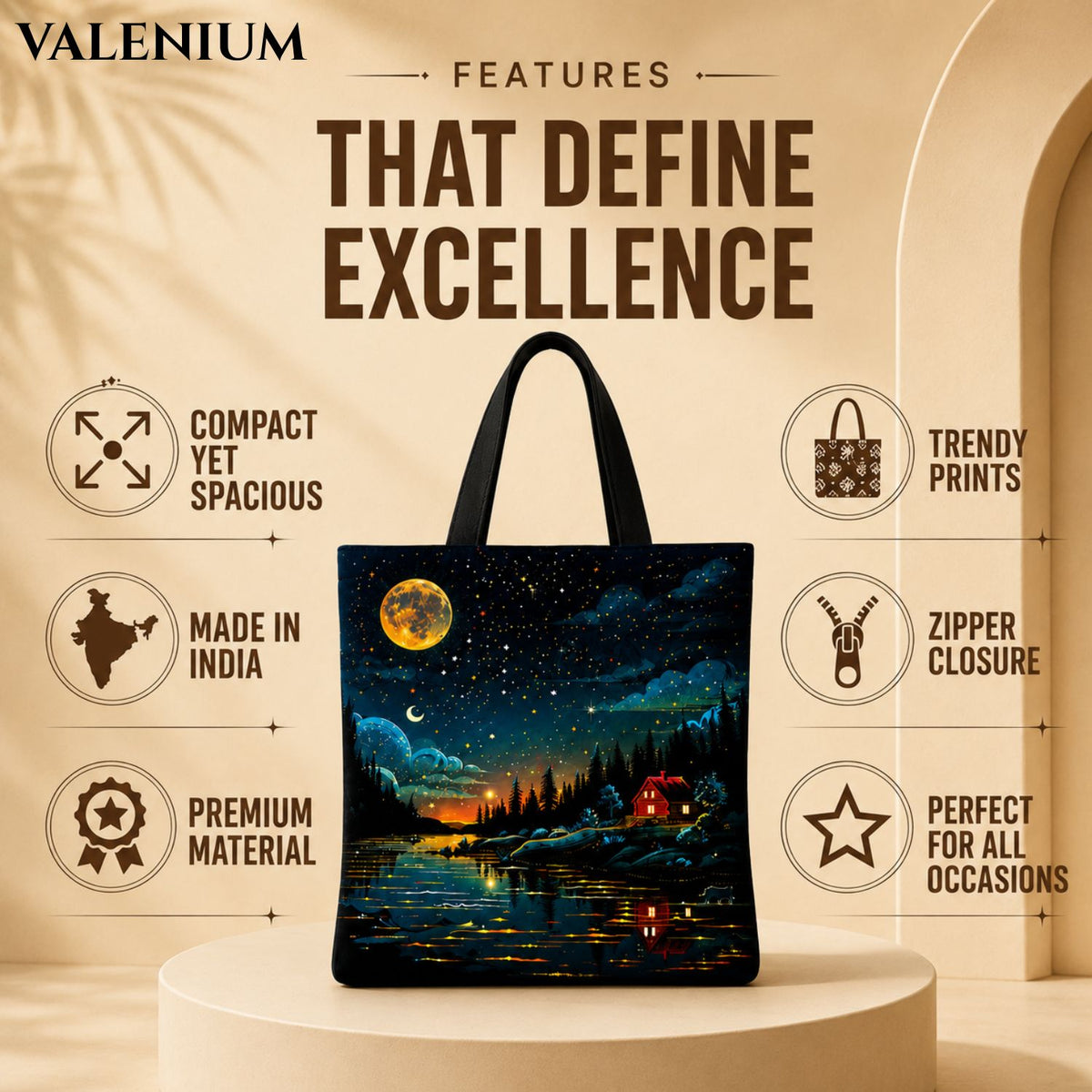Valenium Celestial Serenity Canvas Tote Bag