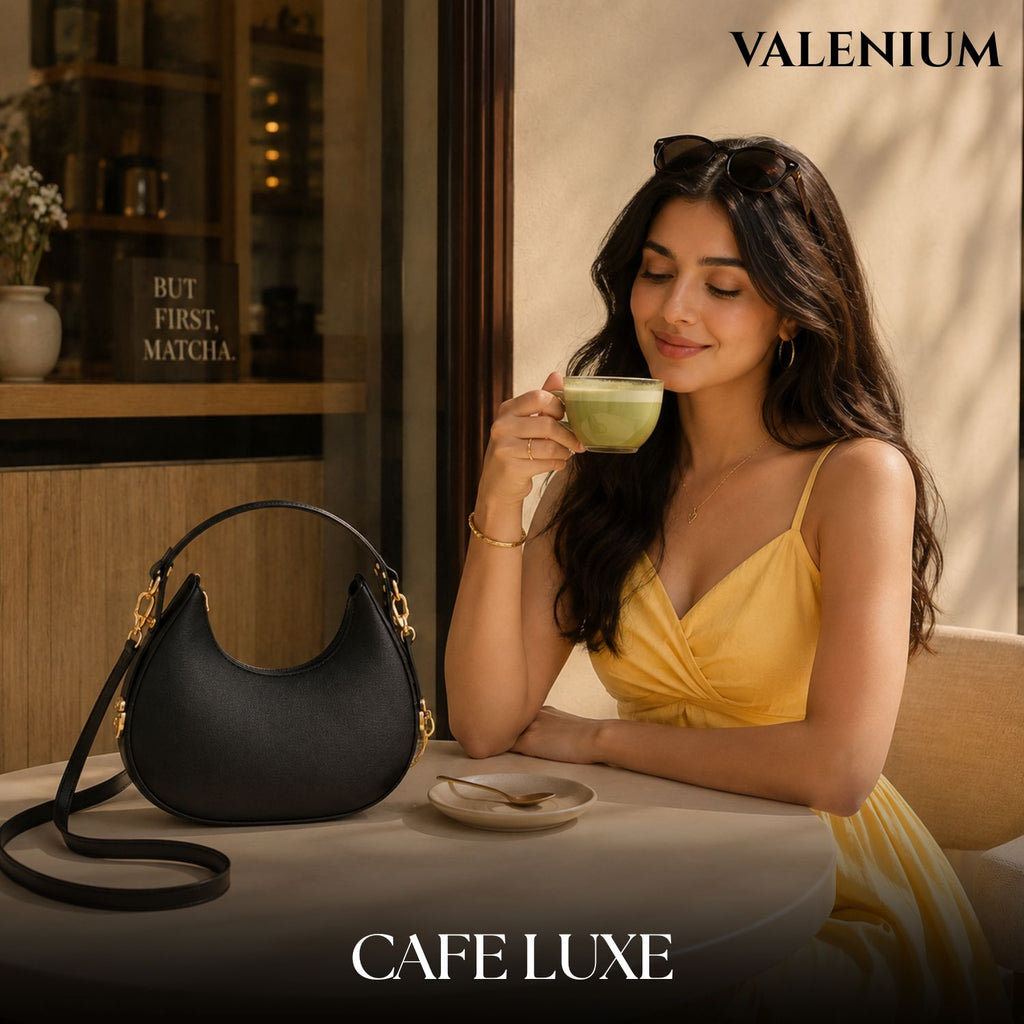 Valenium Black Half Moon Sling Bag with Double Strap
