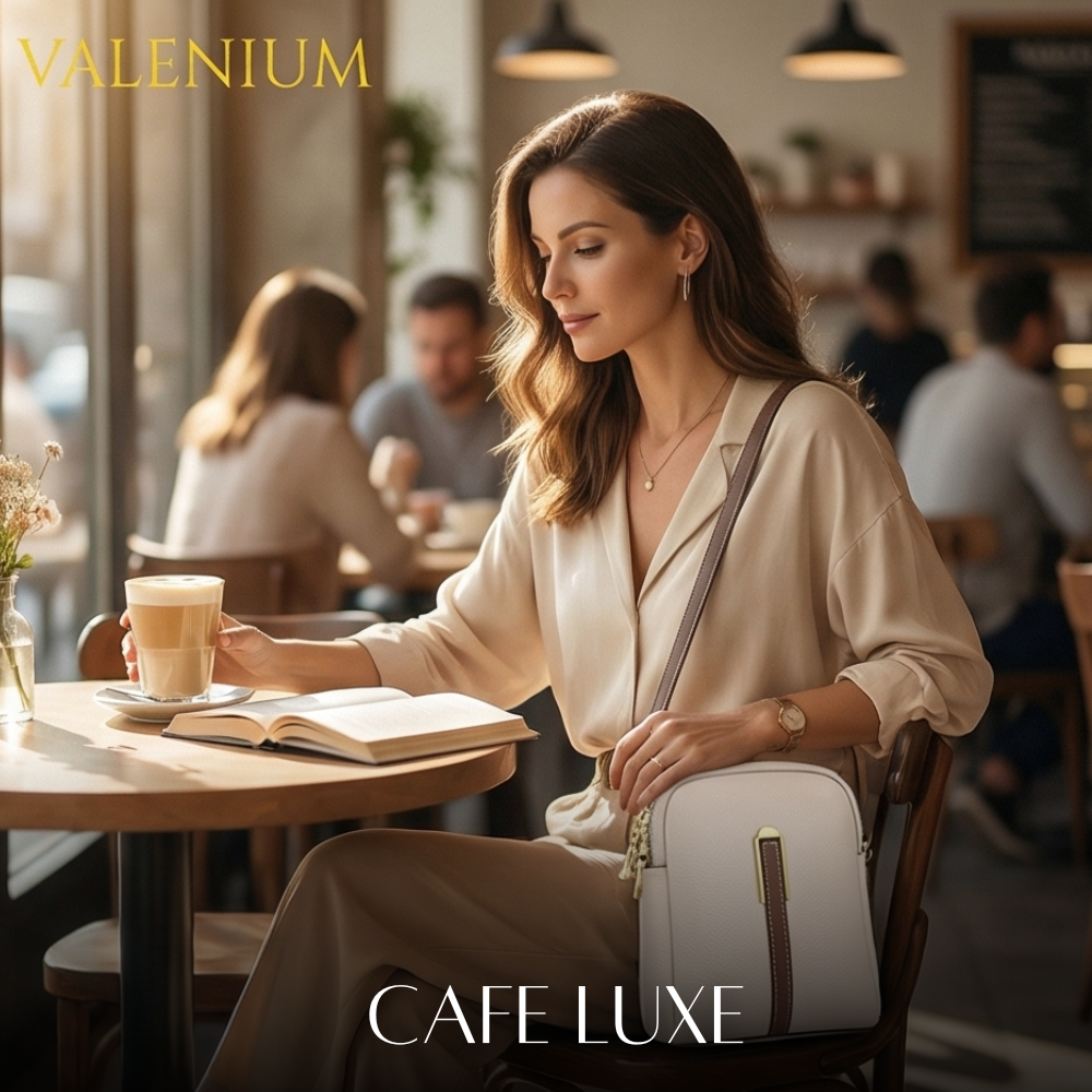 Valenium Leather Crossbody Sling Bag (Beige)