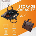 Valenium Men's Laptop PU Briefcase Bag (Brown)