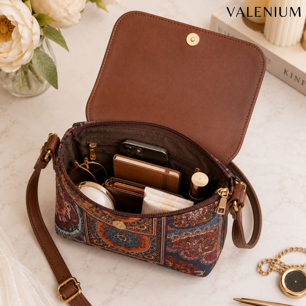 Valenium Printed Crossbody Sling Bag (Mulitcolor)