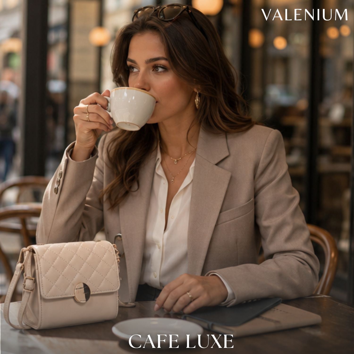 Valenium Quilted Sling Bag (Cream)