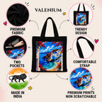 Valenium Santorini Coastal View Printed Tote Bag
